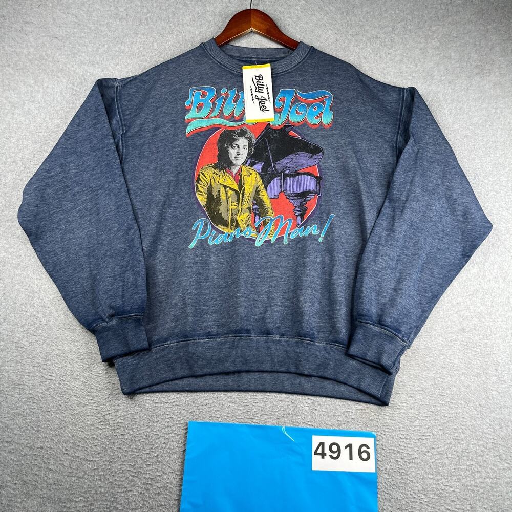 Billy Joel Piano Man Graphic Print Sweatshirt Womes Medium Blue NEW NWT